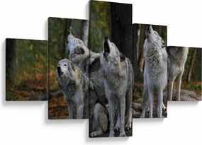 Obraz - Wilki na skale (125x70 cm)