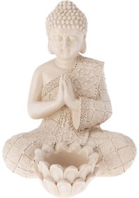 Ogród dekoracja Budda na świeczkę do herbaty, 14 x19 x 13 cm, kremowy