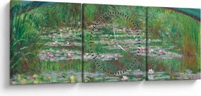 Obraz - Claude Monet, The Japanese Footbridge, reprodukcje (z zegarem) (90x30 cm)