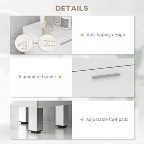 Kleankin szafka łazienkowa biała z 4 szufladami elegancka z płyty wiórowej Biały 30D x 30S x 93W cm | Aosom PL
