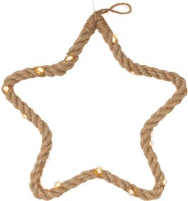 Świąteczna gwiazda LED z liny, ciepła biel, 26 cm, timer