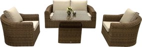 Rattanowy zestaw modułowy BORNEO LUXURY dla 4 osób (brązowy)