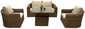Rattanowy zestaw modułowy BORNEO LUXURY dla 4 osób (brązowy)