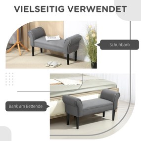 HOMCOM Ławka, Ławka do sypialni, Solidna konstrukcja, Miękkie wyściełanie, 102x36x51 cm, Szara