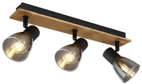 Globo 54307-3W - Lampa punktowa CLAUDE 3xE14/40W/230V czarna/drewno