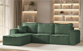 Narożnik w kształcie L Bohoo Maxi, tkanina Raven, Jasnozielony, Lewy