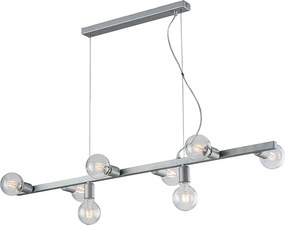 Lampa wisząca Fabian z żelaza lakierowanego na biało i srebrno, 8 świateł, dł. 121 x 16 cali, BL293-8-ARG