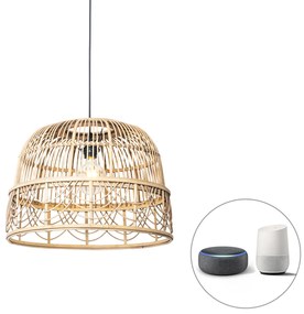 Inteligentna lampa wisząca z rattanu 44 cm z WiFi G95 - MichelleKolonialny Oswietlenie wewnetrzne