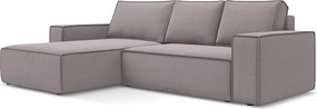 Narożnik lewostronny z funkcją spania - z tkaniny welwetowej - lawendowy - KIMO