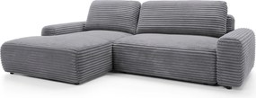Masseno Narożnik OSSO z funkcją spania i pojemnikiem na pościel Narozniki L, Rozkładana sofa - Szary, AMBIENCE 19