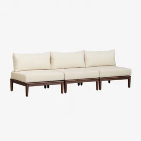 Giulia 3-częściowa Modułowa Sofa Ogrodowa Z Akacji Kremowa - Sklum