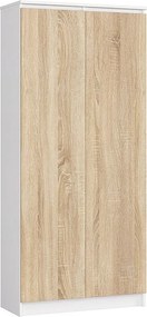 Regał AKORD R80 Biały 80 cm 2 drzwi kolor Dąb Sonoma mat 8 półek 80x35x180 cm