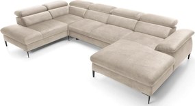 Kremowa kanapa narożna w kształcie litery u C6-S18