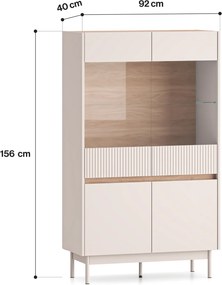 2-drzwiowa witryna z oświetleniem Dunea 03, kaszmir