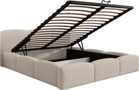 Łóżko tapicerowane Marios 160x200 z pojemnikiem - beżowa bukla Quelle 03