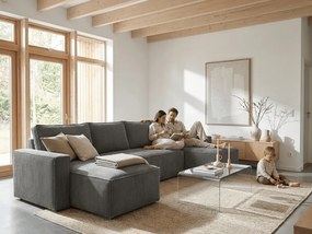 PROMOCJA Ciemnoszary narożnik w kształcie litery U SMART COSARO 295x140 cm II. jakość