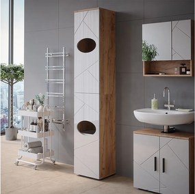 Szafka na pranie biały wysoki połysk/złoty dąb power 37.2x32x192 irma