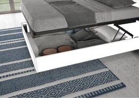 Łóżko Demas 160x200 z pojemnikiem na pościel i prostym zagłówkiem, biały jesion