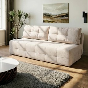 Sofa z Funkcją Spania MORANA Kremowa Nowoczesna