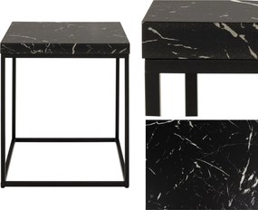 Stolik pomocniczy Barossa Actona 40x40 cm, czarny marmur/czarny