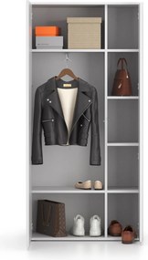 Szafa ubraniowa BLOCK, 850 x 400 x 1748 mm, biały