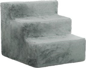 PawHut Składana drabinka dla zwierząt, 3 stopnie, pokrywa z pluszu do prania, płyta wiórowa, 46 x 35 x 35 cm, Jasnoszary