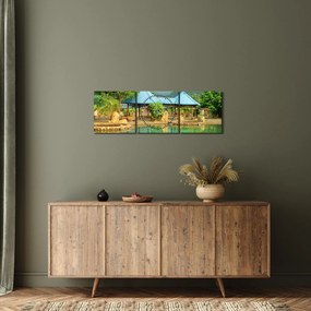 Obraz - Shanghai hotel park (z zegarem) (90x30 cm)