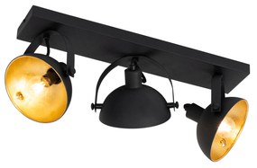 Industrialna lampa sufitowa czarna ze złotem 3-światła regulowana - MagnaxPrzemysłowy Oswietlenie wewnetrzne