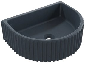 Umywalka betonowa podwieszana / nablatowa półokrągła bez otworu na baterię 45 x 36 cm MUSLIN | różne kolory : Kolor - Grafitowy, Typ montażu - nablatowa