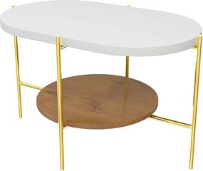 Stolik kawowy Dancan ARENA / złota podstawa / biały