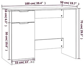 Biurko 100 cm w kolorze szarego betonu - Reves