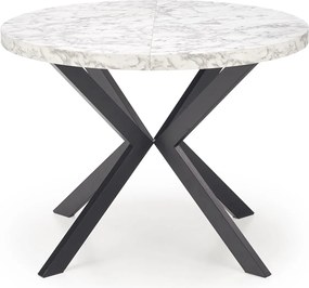 Okrągły rozkładany stół do jadalni Peroni biały marmur / czarny