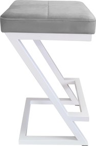 Hoker ZETA krzesło barowe tkanina Welur podstawa metalowa LOFT : Kolor Stelaża - Biały, Kolor tkaniny - VELVET - MG17