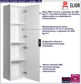 Wiszący biały regał słupek ryflowany do łazienki N7-S29