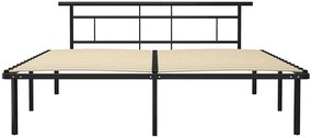 Czarne metalowe łóżko małżeńskie 160x200 cm - Nikel