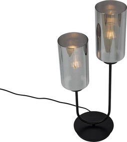Inteligentna lampa stołowa czarna z przydymionym szkłem 2-źródłowa, w tym 2 Wifi ST64 - Laura