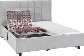 Łóżko elektryczne relaksacyjne dekoracyjne płytkowe + materac z pamięcią kształtu - 2 x 70 x 190 cm - Tkanina - Szary - EREGA marki YSMÉE