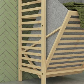 HOMCOM Regał łazienkowy z koszem na pranie, 3 półki, rama z bambusa, 44x33x160 cm, Naturalny