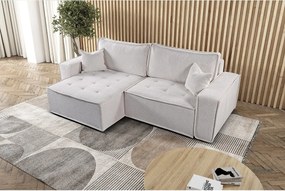 Narożnik z funkcją spania w kształcie L Bohoo, tkanina Raven, Jasnobeżowy, Lewy