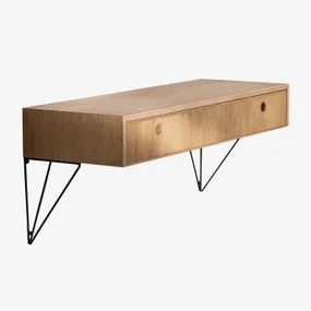 Regal Do Przedpokoju Z Szuflada Z Drewna Jesionowego 80 Cm Glai Naturalna - Sklum