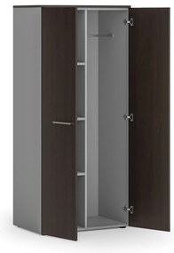 Szafa ubraniowa biurowa PRIMO GRAY, 3 półki, drążek do szafy, 800 x 500 x 1781 mm, szary/wenge