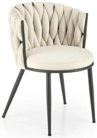 Beżowe tapicerowane designerskie krzesło - Dibler