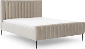 Łóżko tapicerowane Nicole 160x200 - beżowy welwet Velluto 2 / nogi czarne