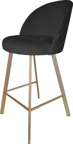 Hoker TRIX krzesło barowe tkanina Welur podstawa metalowa : Kolor nogi - Złota profil, Kolor tkaniny - VELVET - MG19, Typ siedziska - Siedzisko stałe