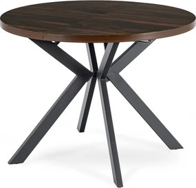 Stół Okrągły Rozkładany LUKAS 100-250 cm Orzech/Czarny Loft