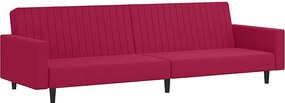 Sofa rozkładana 2-osobowa w bordowym aksamicie Zamienialna w łóżko - Rama z drewna - Wygodna i wszechstronna