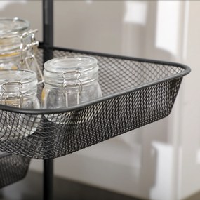 HOMCOM Wózek kuchenny na kółkach 4 kosze Stalowy regał przechowywania | Aosom PL