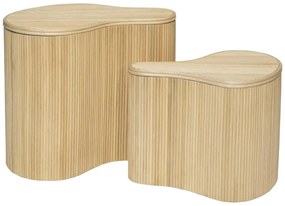 Zestaw 2 stolików dostawianych organicznych ze schowkami - Rattan - dł. 52 x szer. 40 x wys. 45 cm i dł. 43,5 x szer. 30 x wys. 33,5 cm - Naturalny jasny - MARSA