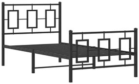Czarne pojedyncze łózko metalowe 90x200 cm D2-F72