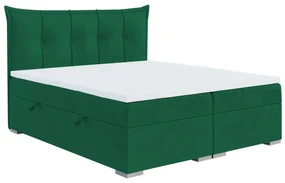 Łóżko kontynentalne MASALI 160x200 zielone velvet z pojemnikiem LAVERTO